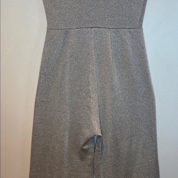 J.Crew Women's Sleeveless Lurex Silver Knit Jumpsuit wide leg Velvet Tie small - Picture 8 of 14